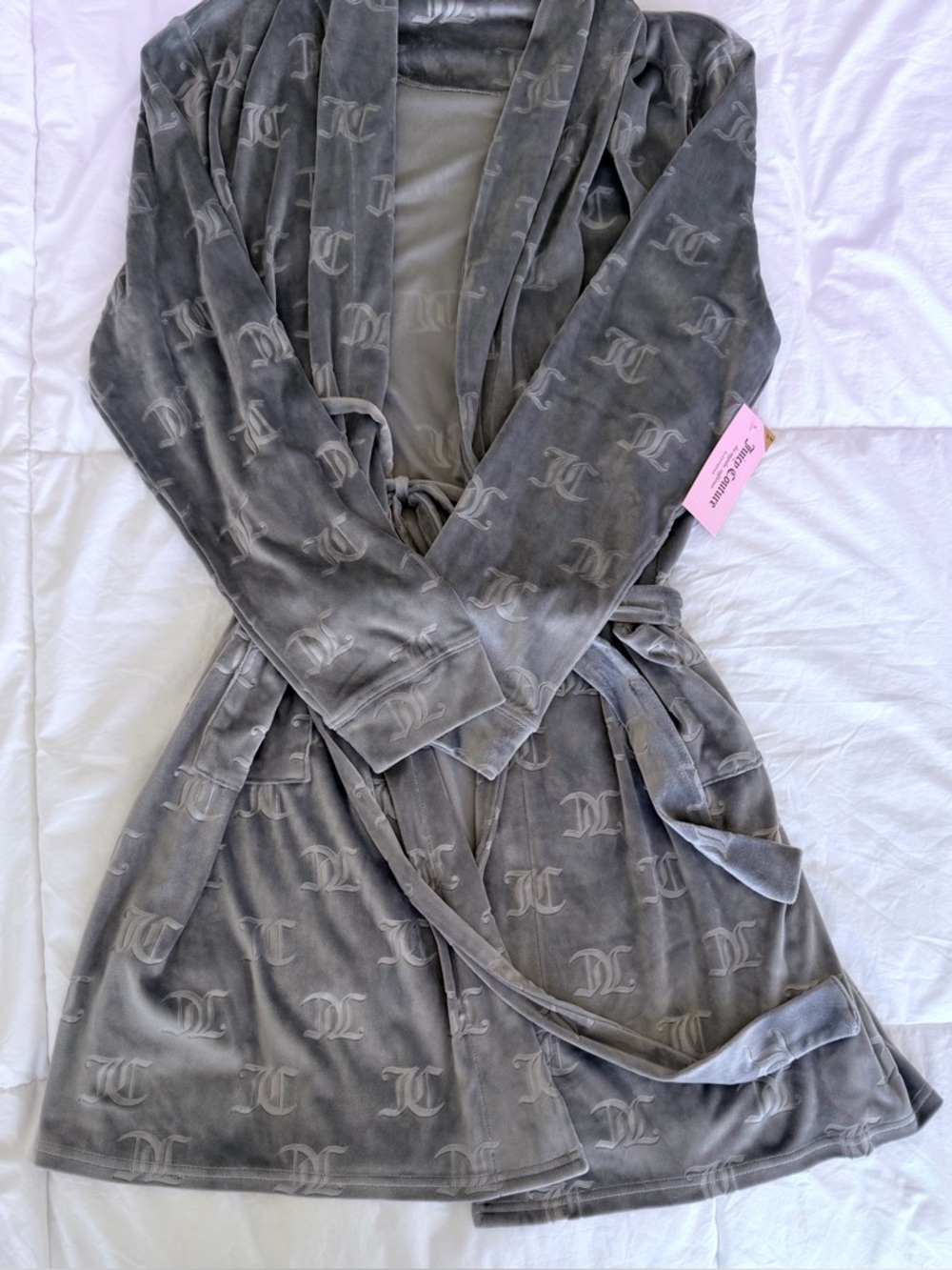 Juicy Couture Women's  Robe – Gray with Logo Pattern Detail